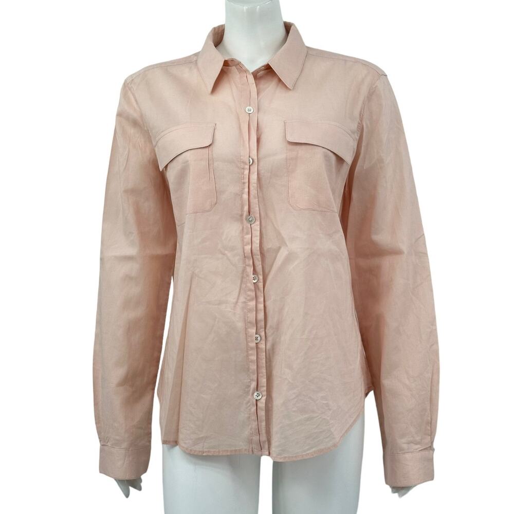Joie Top Women Medium Button Up Light Pink Sheer Cotton Minimalist Staple Office